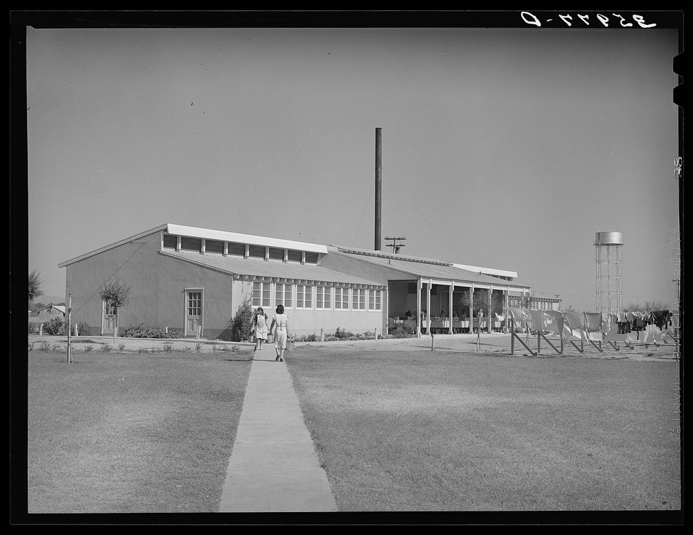 Boiler and laundry rooms at the Agua Fria migratory labor camp, Arizona by Russell Lee