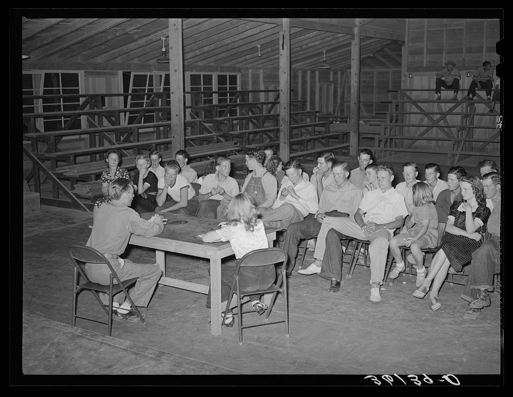 Meeting of the young people's club at the Agua Fria migratory labor camp. Arizona by Russell Lee