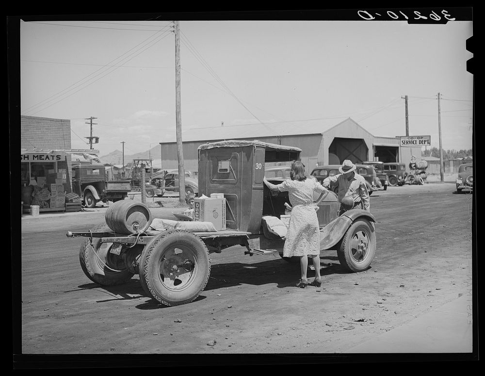 [Untitled photo, possibly related to: Farmer with his truck loaded with goods which he has bought from the United Producers…