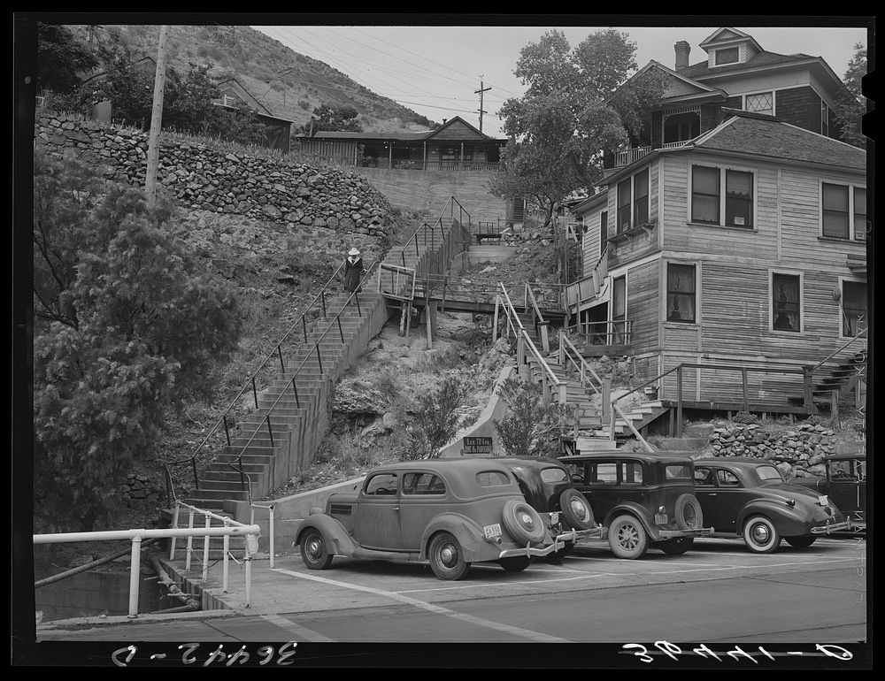 The houses of Bisbee, Arizona, are built along the sides of the mountains and long stairways are necessary to reach them.…