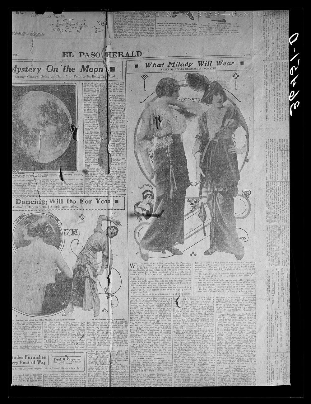 [Untitled photo, possibly related to: Sheet of El Paso Herald, 1914, found in abandoned house at Gerogetown, New Mexico] by…