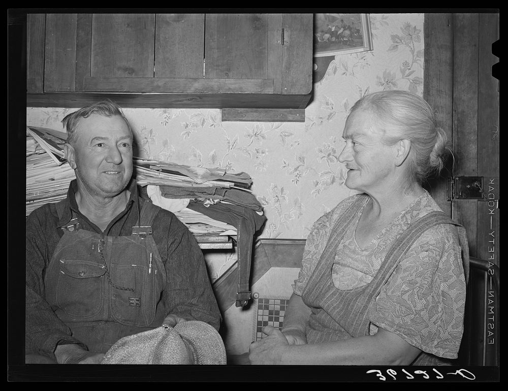 Mr. and Mrs. George Hutton, Sr., homesteaders from Oklahoma. Mr Hutton says, "There is nothing I'd rather see less than a…