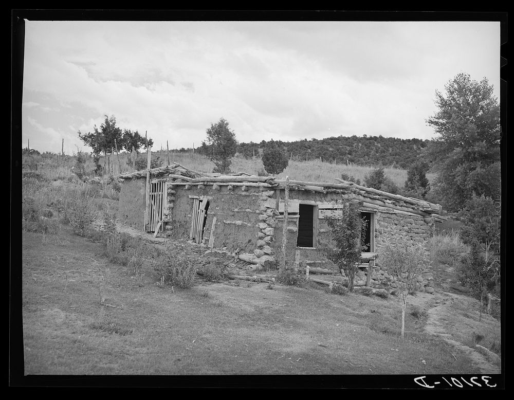 Barn and chicken coop of Spanish-American farmer. Chamisal, New Mexico by Russell Lee