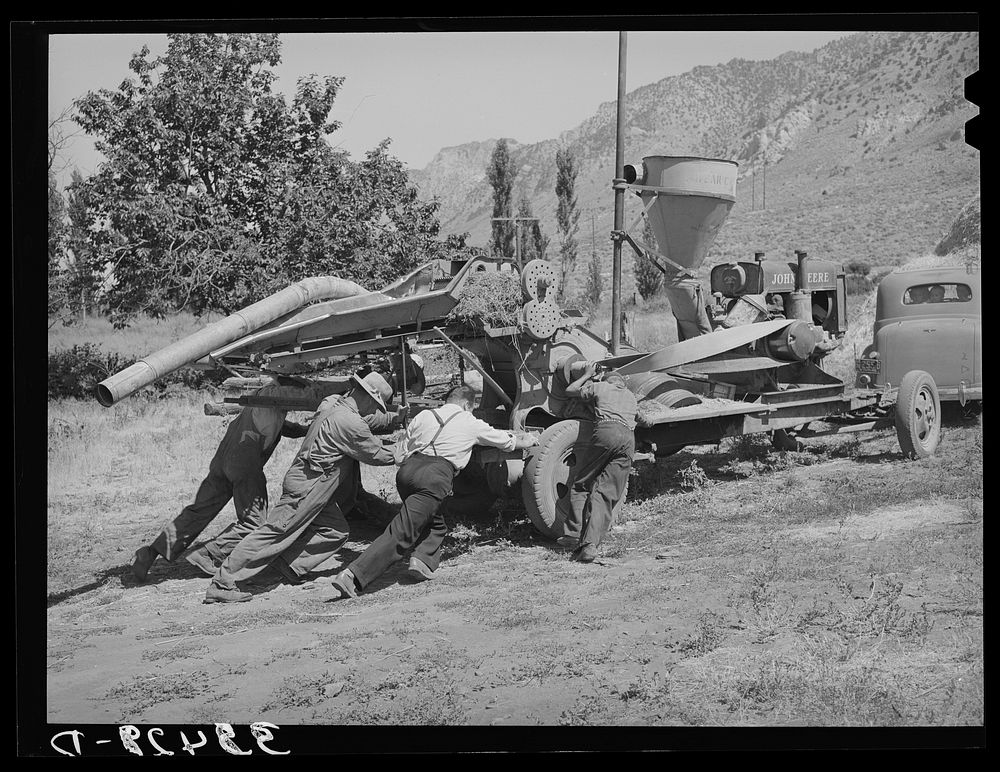 One of the troubles with the Harper hay chopper is the difficulty of moving the stationary machine. Box Elder County, Utah…