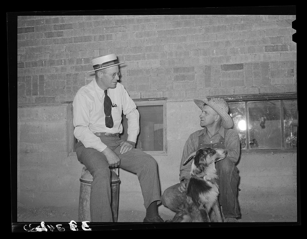 Mr. Thayne, FSA (Farm Security Administration) cooperative specialist, talking to one of the Ericson brothers about forming…
