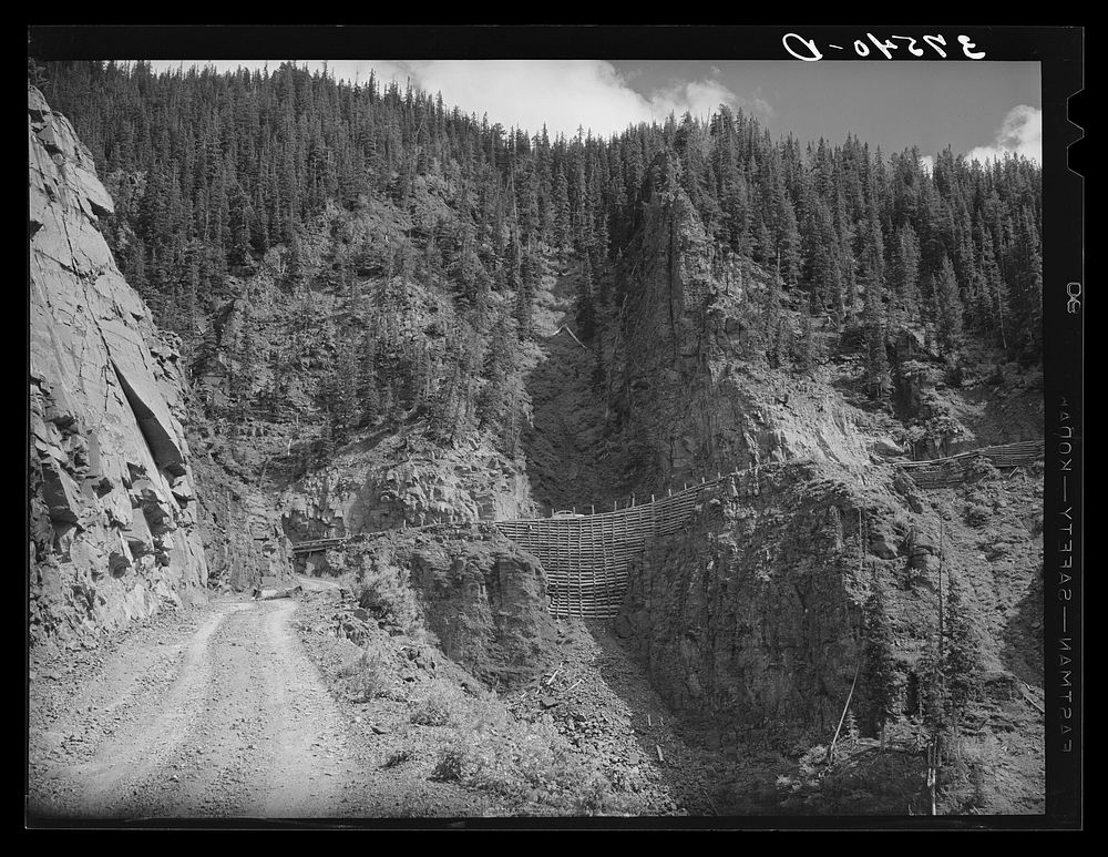 [Untitled photo, possibly related to: Built-up roads across gulleys] by Russell Lee