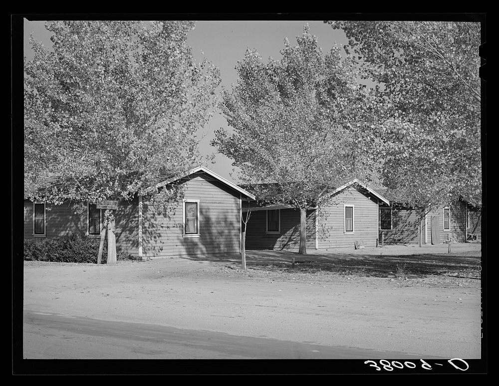 Housing for Philipino workers. Earl Fruit Company ranch. Kern County, California by Russell Lee