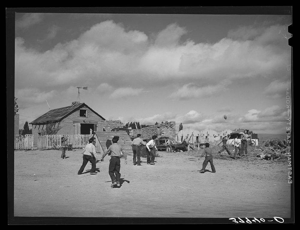 [Untitled photo, possibly related to: Football is played by the schoolboys at Concho, Arizona] by Russell Lee