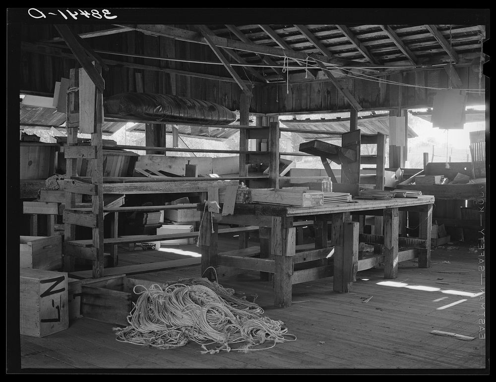 Packing shed of fruit farmer. Placer County, Claifornia by Russell Lee
