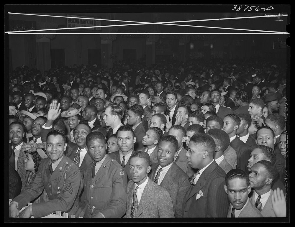 [Untitled photo, possibly related to: Detail of crowd watching the orchestra at the Savoy Ballroom. Chicago, Illinois] by…