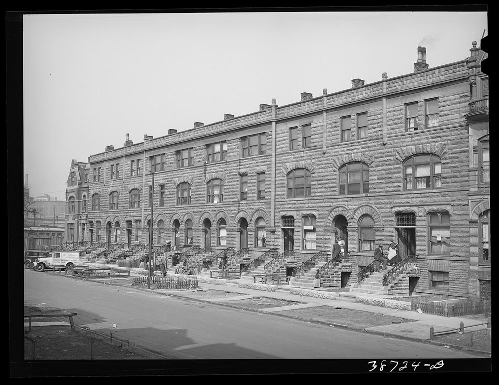 Apartment houses rented to es. Chicago, Illinois by Russell Lee