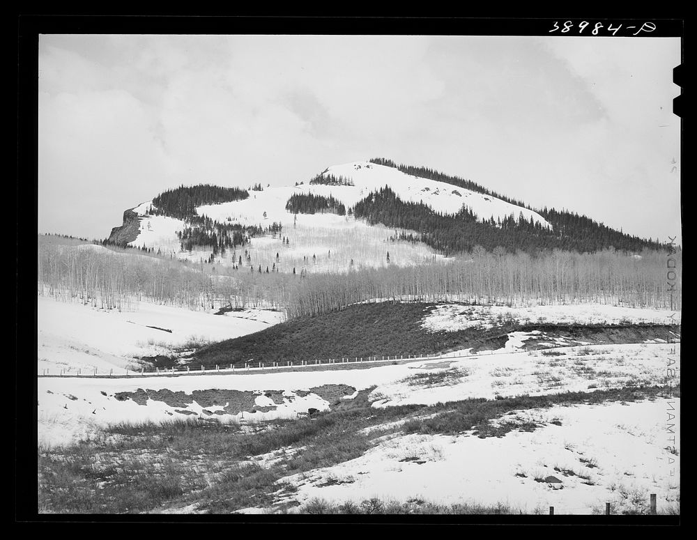 [Untitled photo, possibly related to: Snow-covered mountains. Grand County, Colorado] by Russell Lee