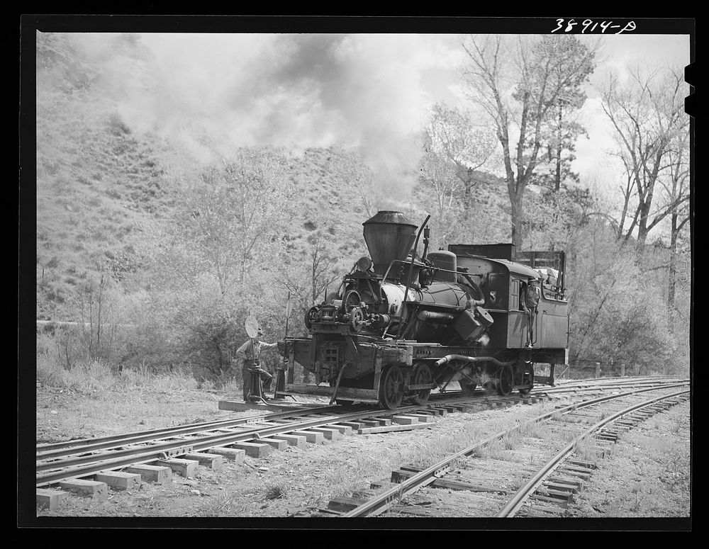 Locomotive of logging train. Baker County, Oregon by Russell Lee