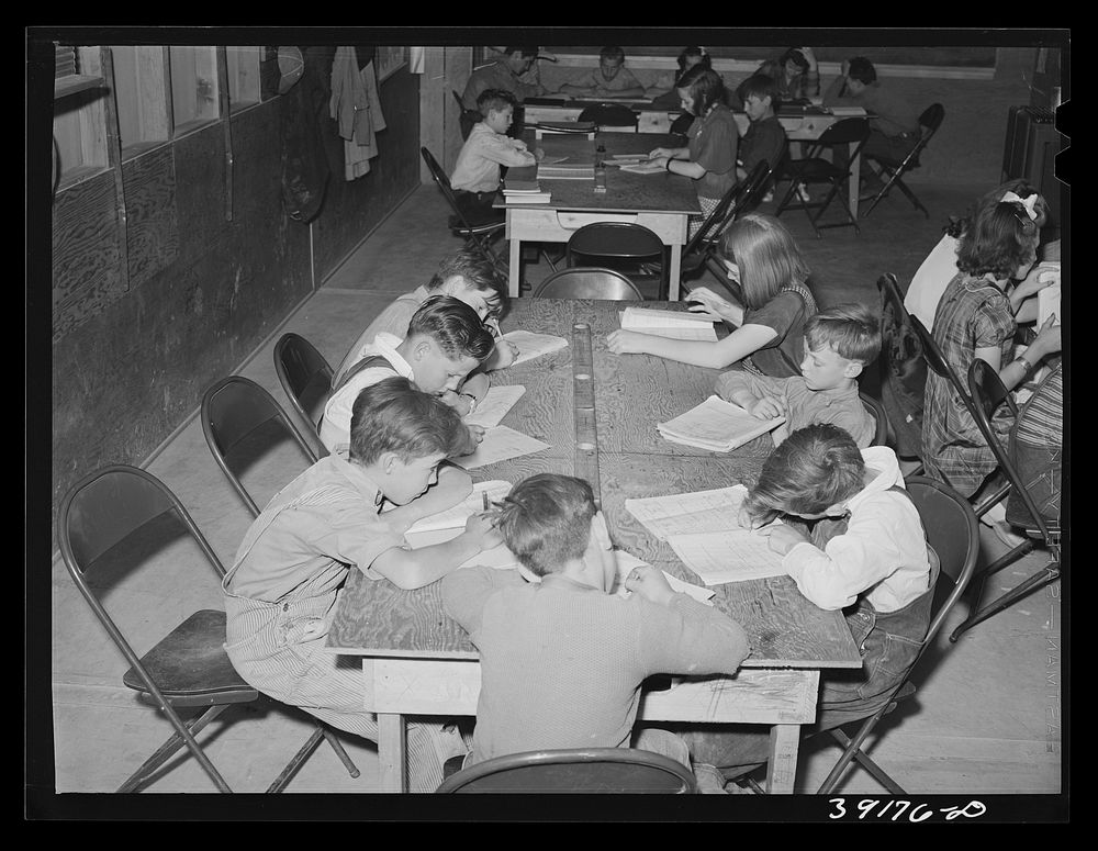 Schoolchildren at the FSA (Farm Security Administration) farm workers' camp. Caldwell, Idaho by Russell Lee