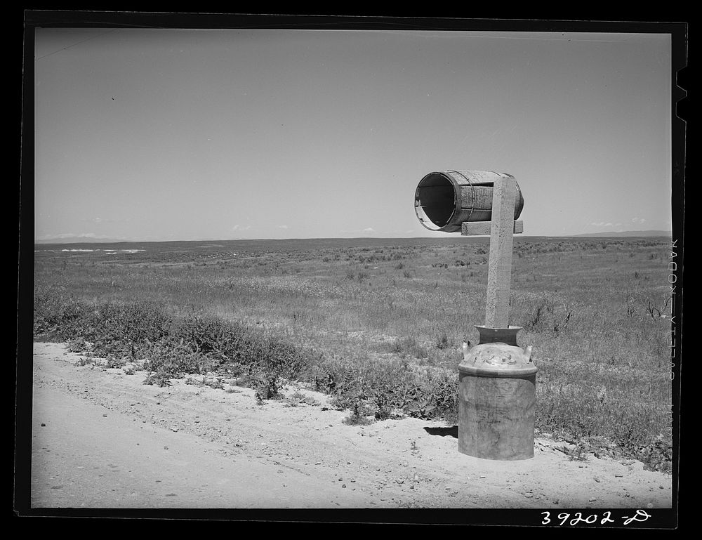 [Untitled photo, possibly related to: Mailbox. Canyon County, Idaho. While this country is dry and sagebrush covered, the…