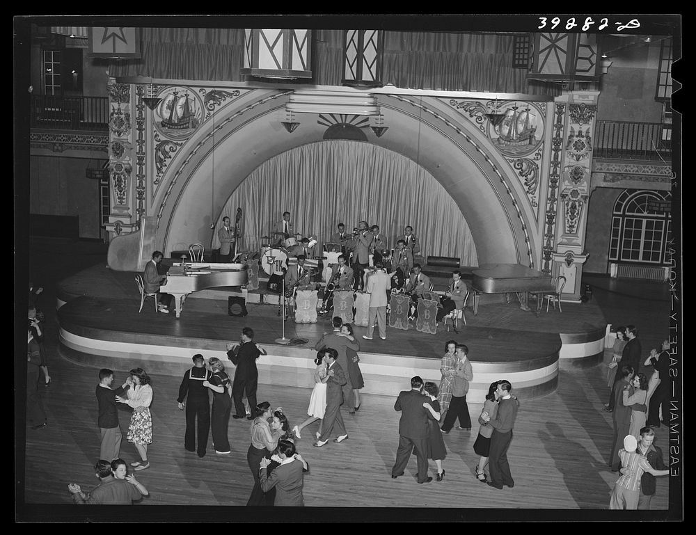 Mission Beach dance hall, amusement center. San Diego, California by Russell Lee