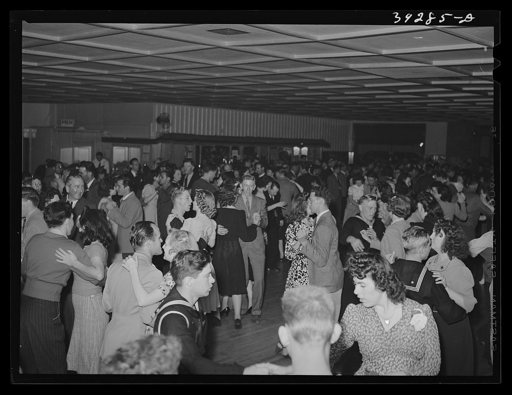 View of the dance floor at Sherman's, big dance and bar establishment in San Diego, California by Russell Lee