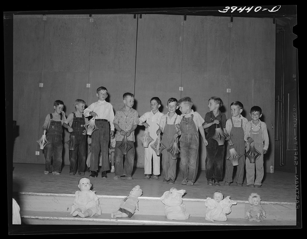Schoolchildren in program at end of school term at the FSA (Farm Security Administration) labor camp. Caldwell, Idaho by…