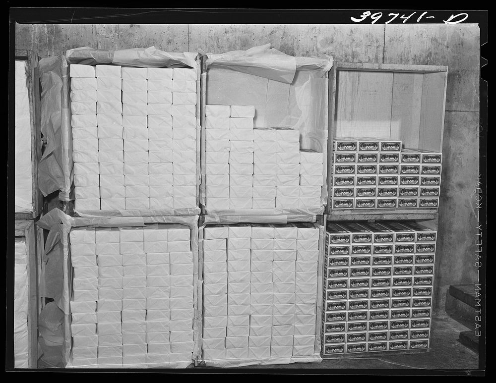 [Untitled photo, possibly related to: Pound packages of butter at the Dairymen's Cooperative Creamery. Caldwell, Canyon…