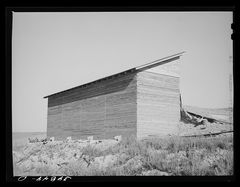 [Untitled photo, possibly related to: Bulk wheat elevator on farm. This elevator was built from plans drawn up and furnished…