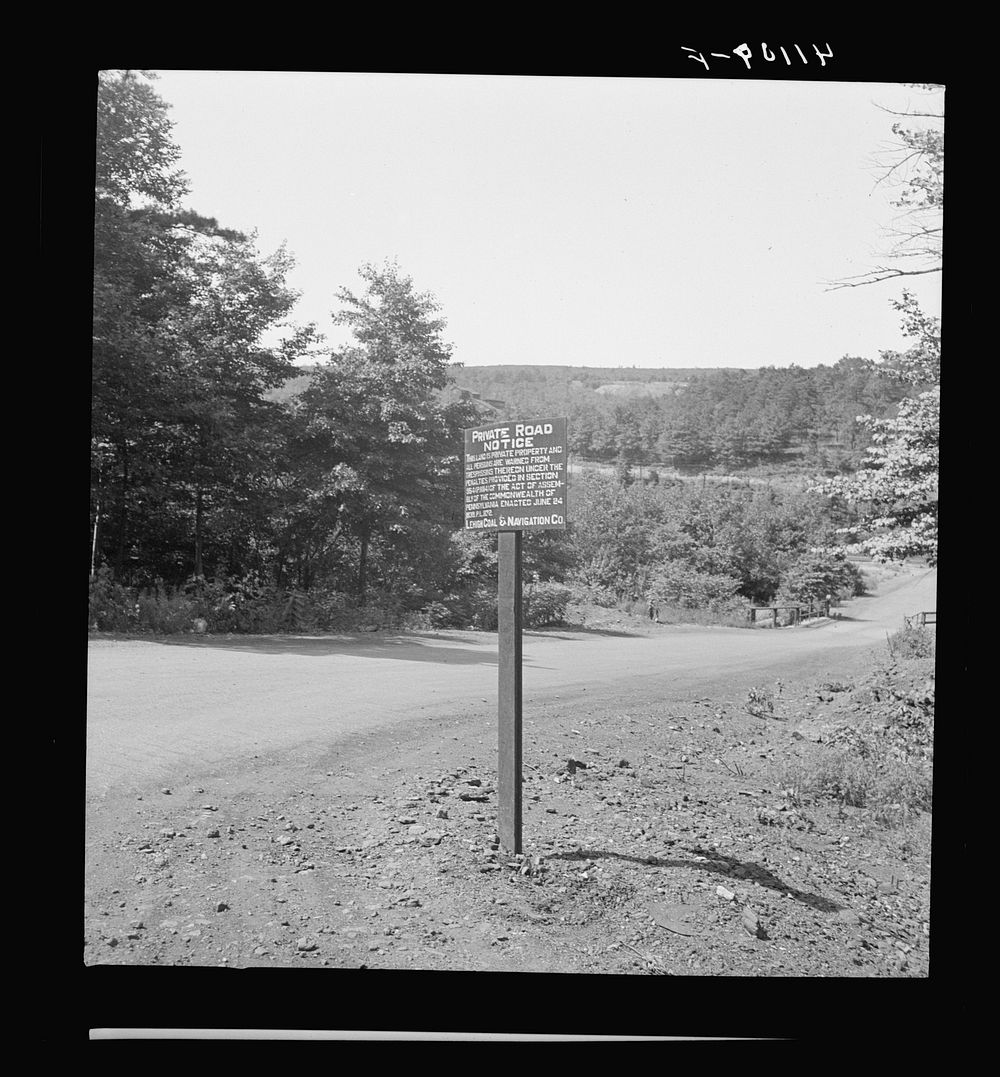 Sign on road near Lansford, Pennsylvania. Sourced from the Library of Congress.