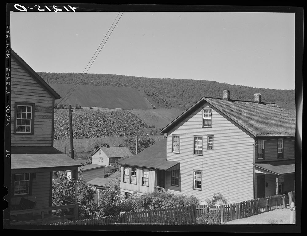 Houses and coal banks in Lansford, Pennsylvania. Sourced from the Library of Congress.
