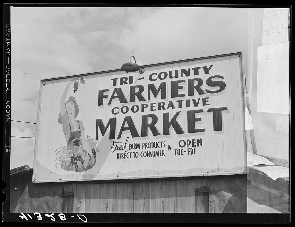 Sign costing thirty dollars at Tri-County Farmers Co-op Market in Du Bois, Pennsylvania. Sourced from the Library of…