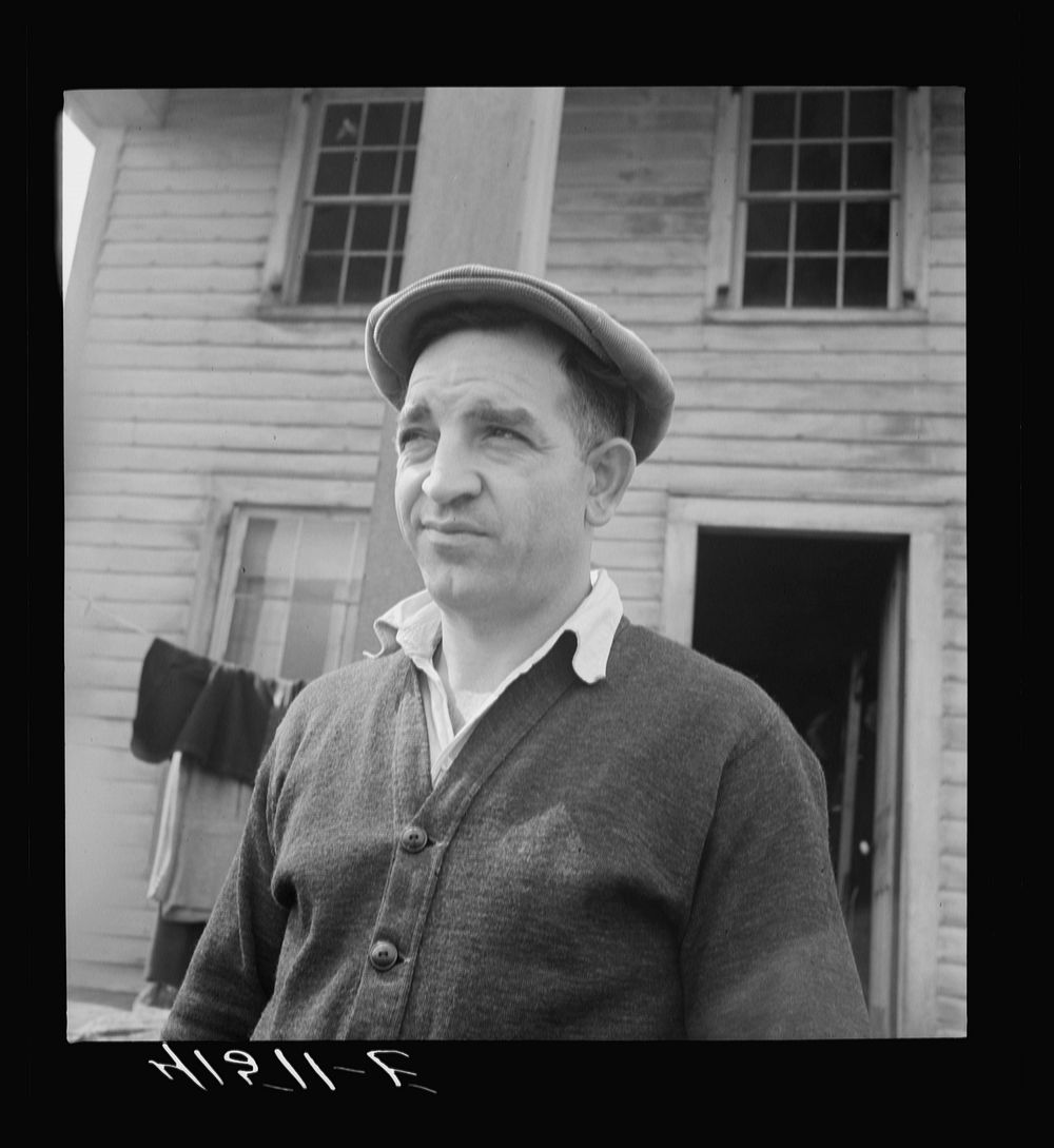 Mr. D'Annunzio, Italian farmer who has been living on submarginal area of Rumsey Hill for a year. He was an unemployed auto…