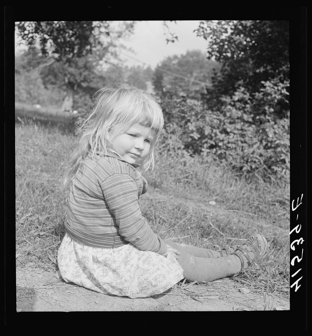 Small daughter of Mr. Uhro Miki, Finnish farmer in the submarginal area of Rumsey Hill, near Erin, New York. Sourced from…