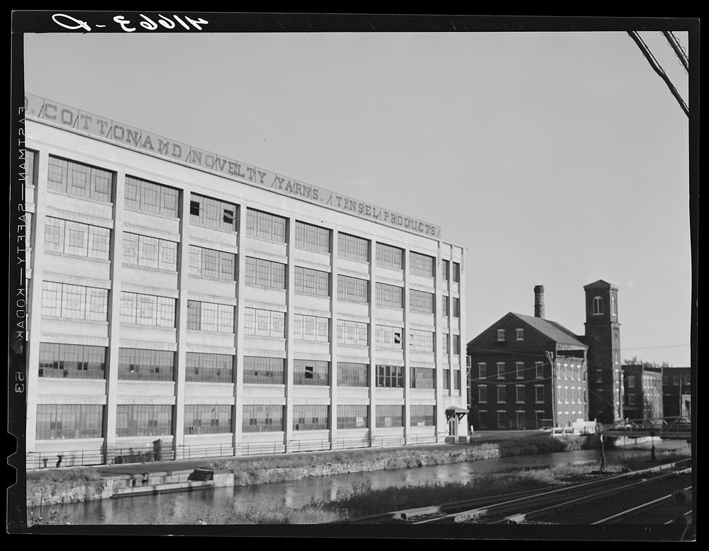 [Untitled photo, possibly related to: Mill on the Connecticut River at Windsor Locks, Connecticut, manufacturing novelty…
