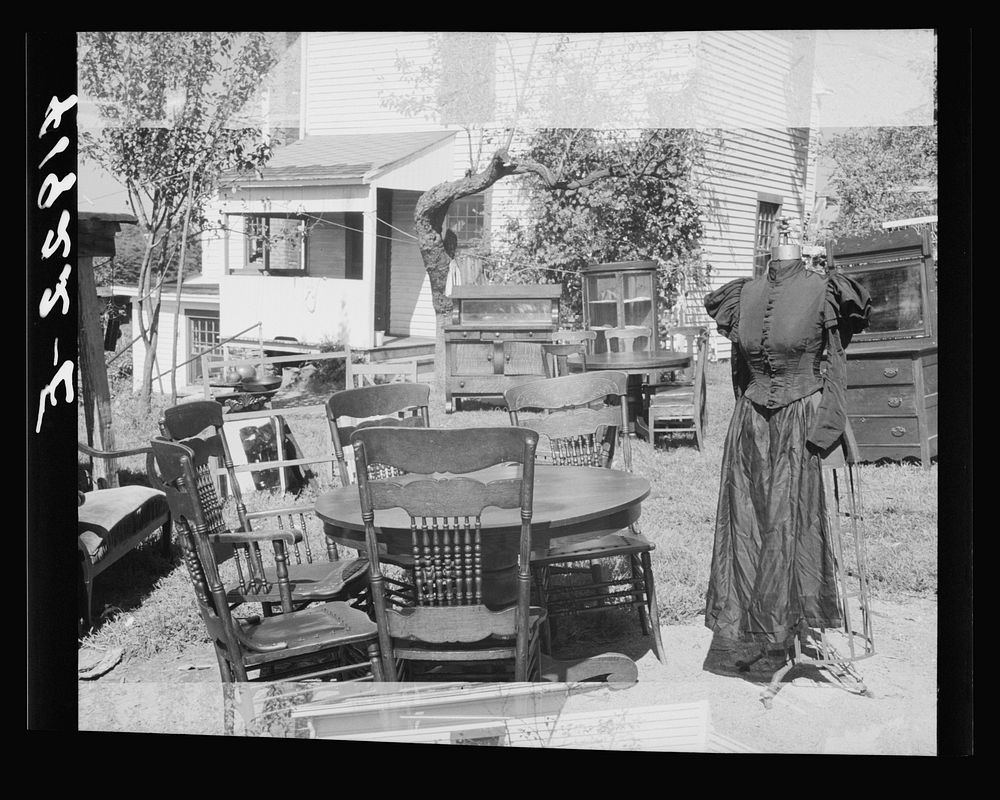 [Untitled photo, possibly related to: Furniture and old dress model auctioned off at the auction of Mr. Anthony Yacek's farm…