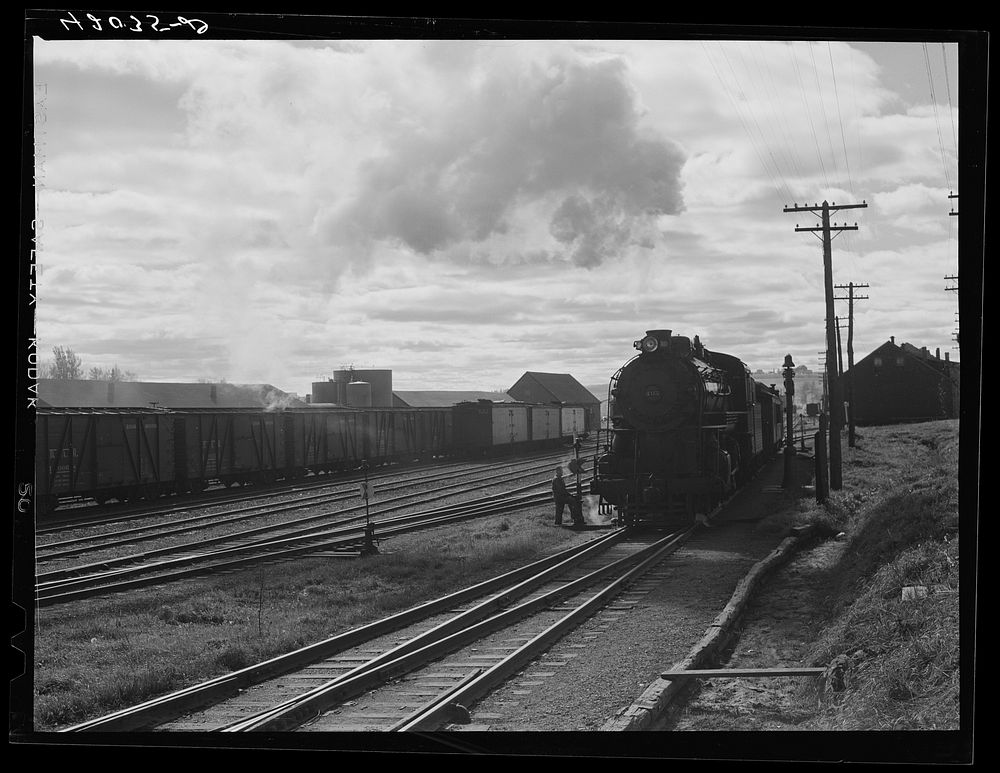 At the railroad terminal in Caribou, Maine. Sourced from the Library of Congress.