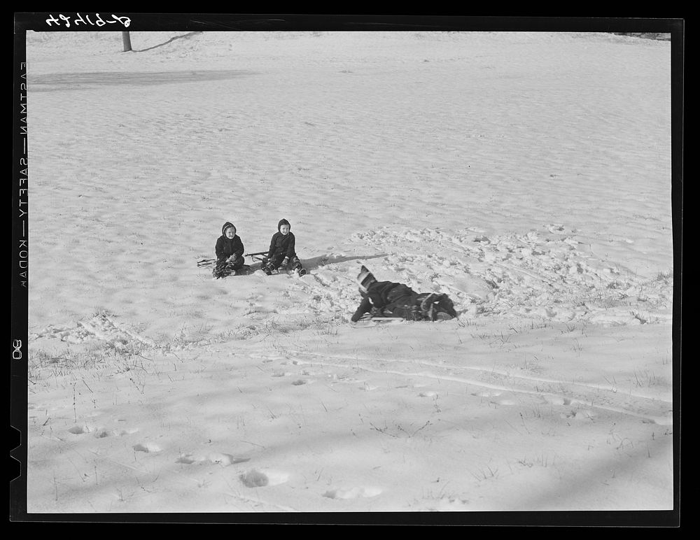 Children sledding. Ledyard, Connecticut. Sourced from the Library of Congress.
