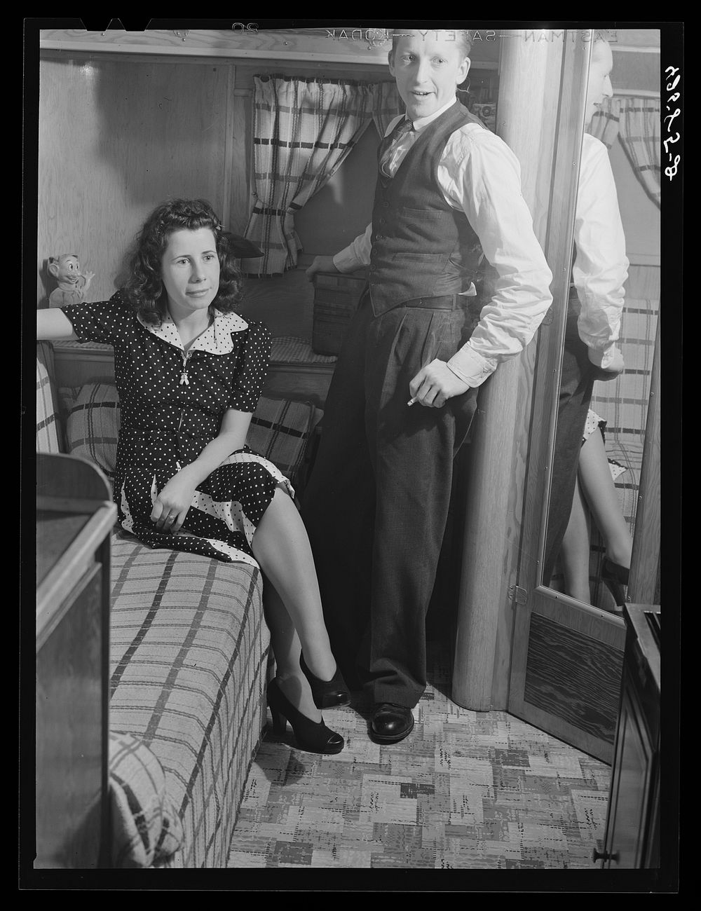 [Untitled photo, possibly related to: Mr. and Mrs. C. Farnsworth live in a trailer which they bought about three months ago.…