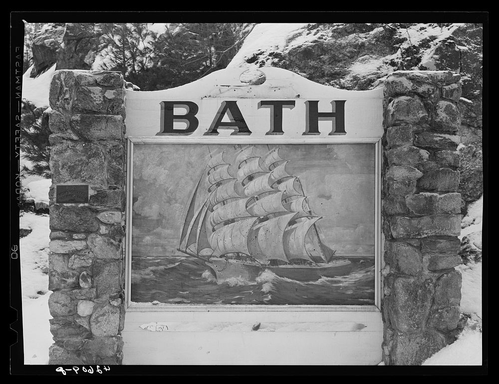 Sign at entrance to Bath, Maine. Sourced from the Library of Congress.