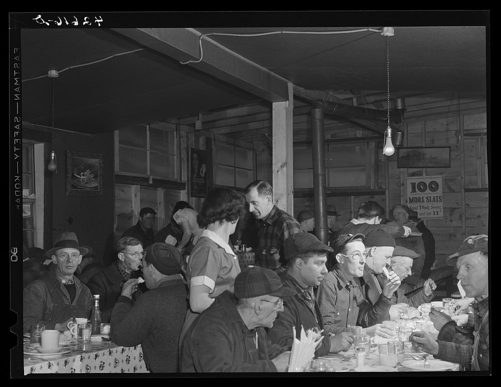 The Star Lunch, just outside the shipyard at Bath, Maine. About two hundred men come in for lunch every day. The owner had…