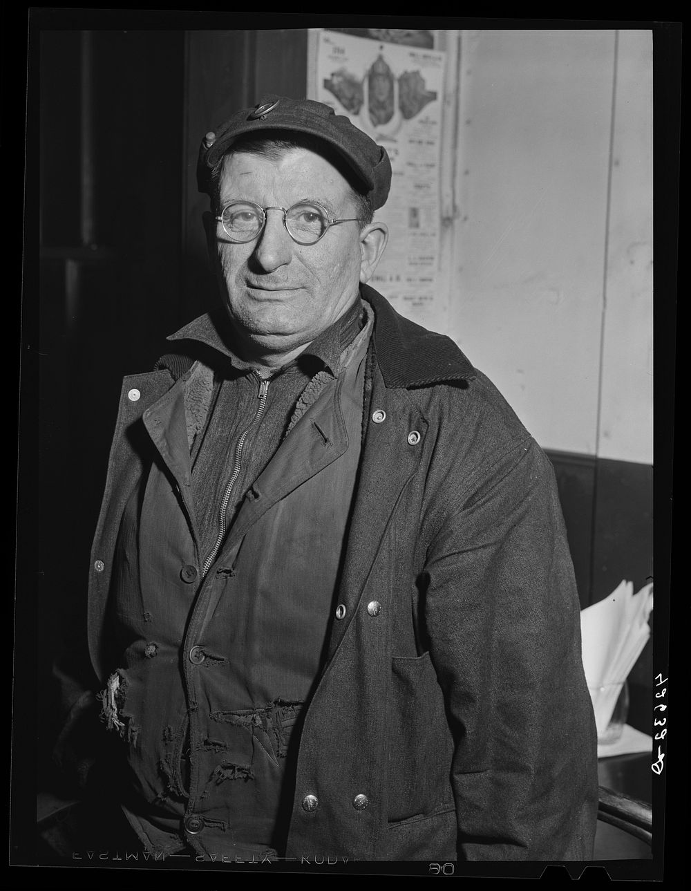 Portrait of a shipyard worker. Bath, Maine. Sourced from the Library of Congress.