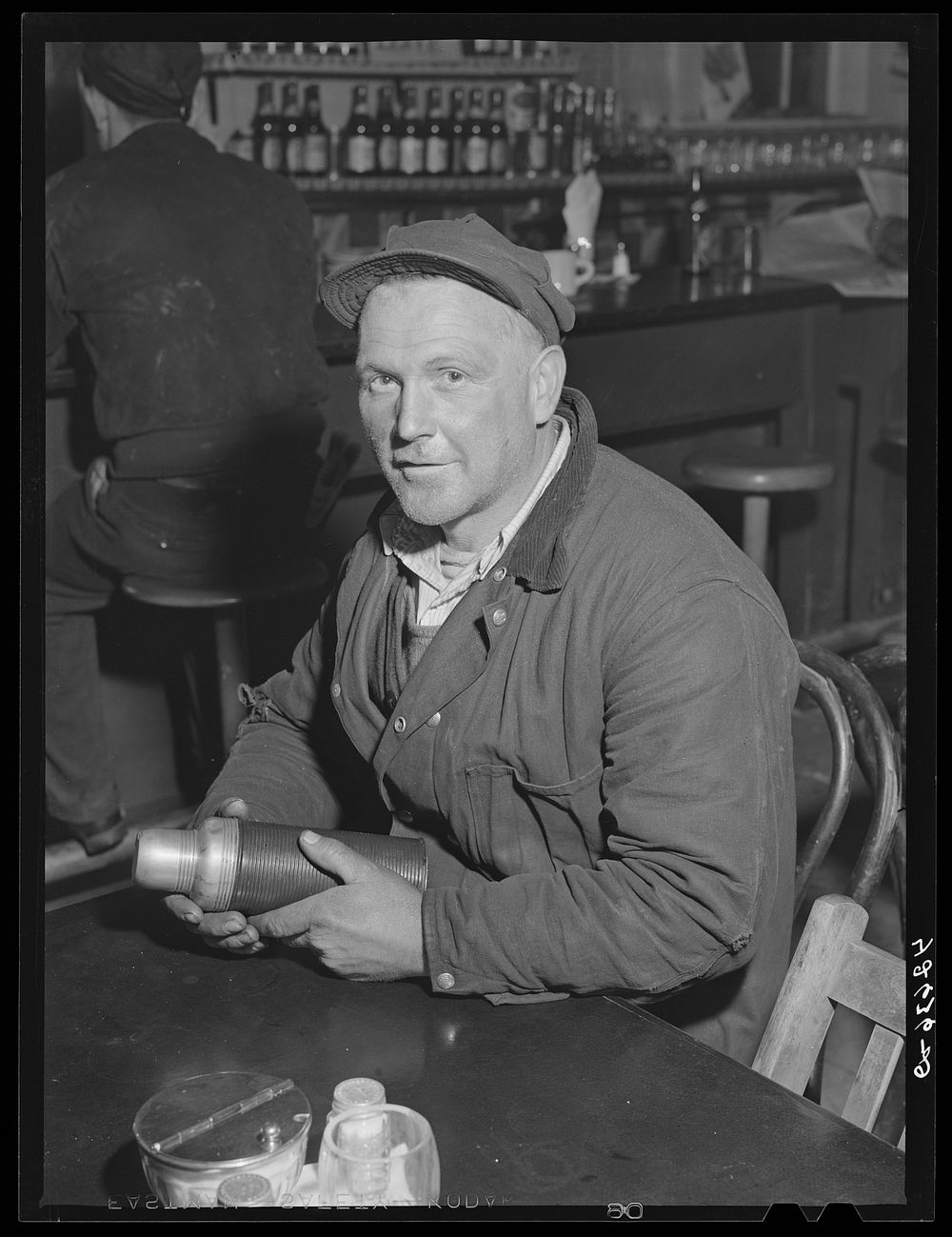 Portrait of Eddie Burns,  works at Bath Iron Works and lives in North Bath, Maine. Sourced from the Library of Congress.