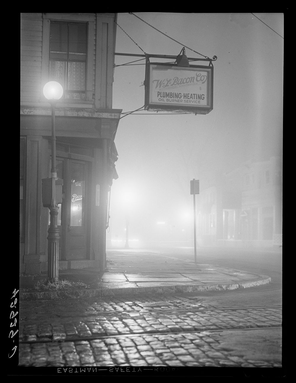 On a foggy night in New Bedford, Massachusetts. Sourced from the Library of Congress.