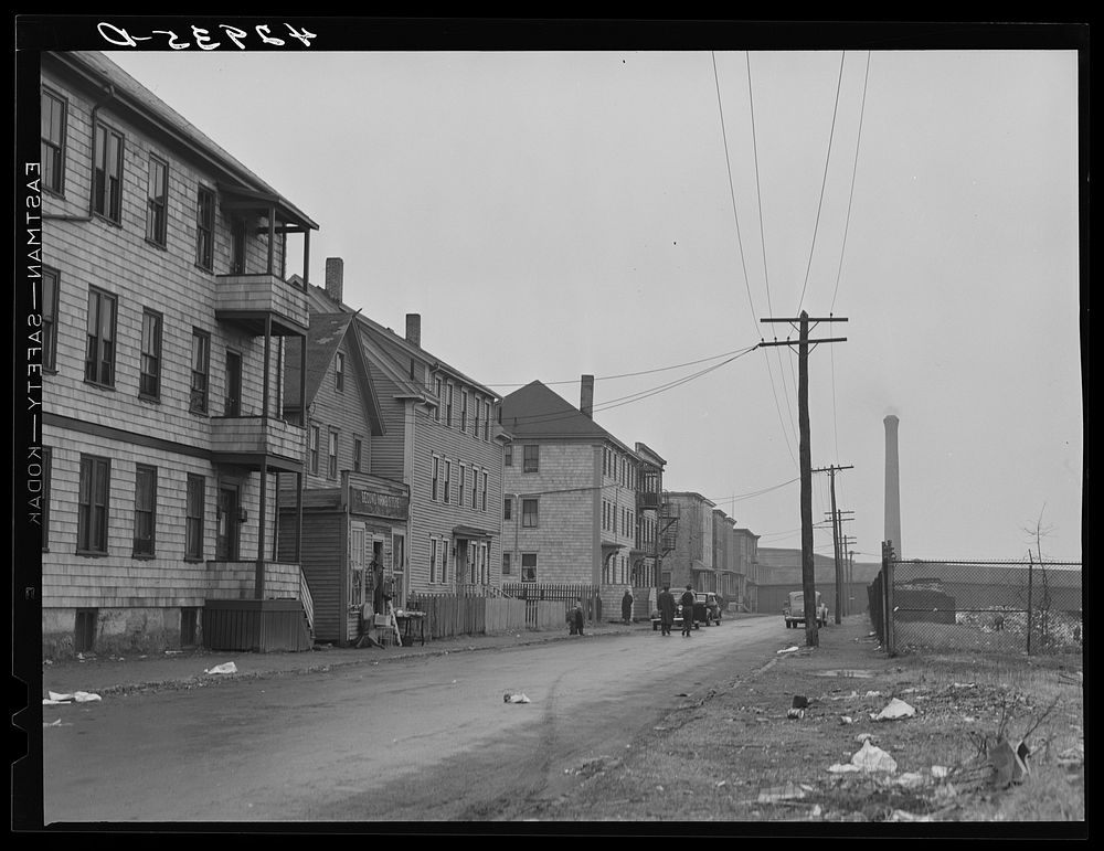 Street in the working class section in New Bedford, Massachusetts. Sourced from the Library of Congress.