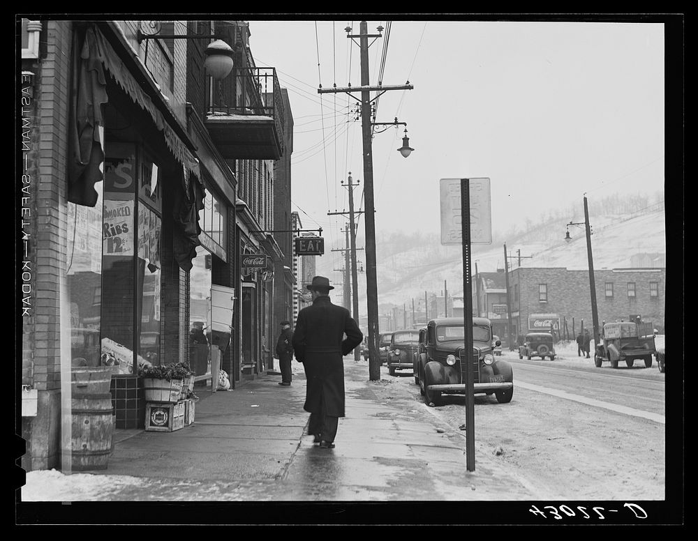 Part of the main street in the steel town of Midland, Pennsylvania. Sourced from the Library of Congress.