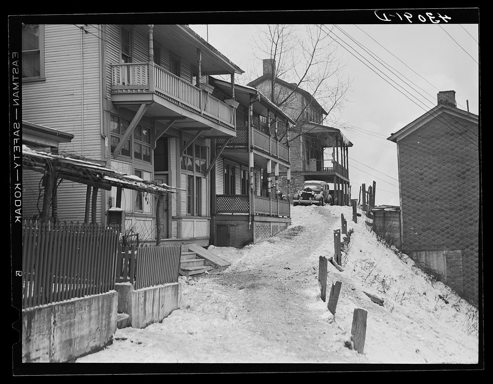 Street on one of the hills in Aliquippa, Pennsylvania. Sourced from the Library of Congress.