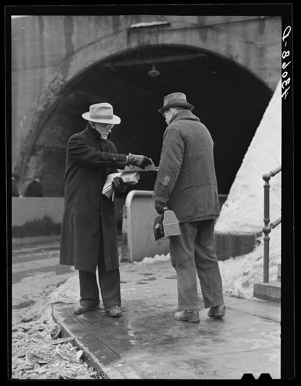 Union member distributing "Steel Labor" near the entrance the the Jones and Laughlin Steel Corporation in Aliquippa…