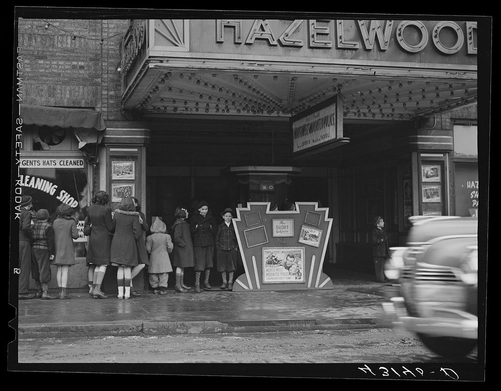 [Untitled photo, possibly related to: Children at a movie house on Sunday. Pittsburgh, Pennsylvania]. Sourced from the…