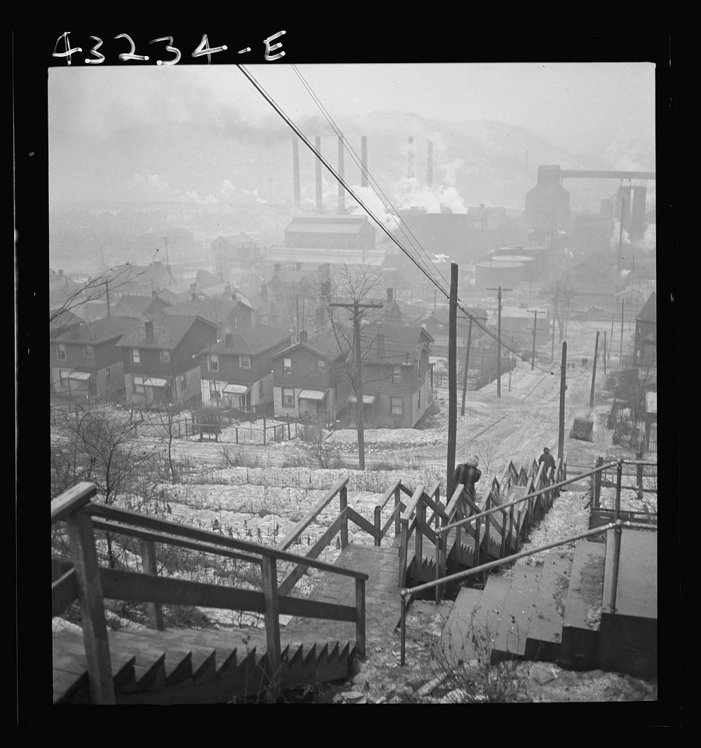 [Untitled photo, possibly related to: Long stairway in mill district of Pittsburgh, Pennsylvania]. Sourced from the Library…