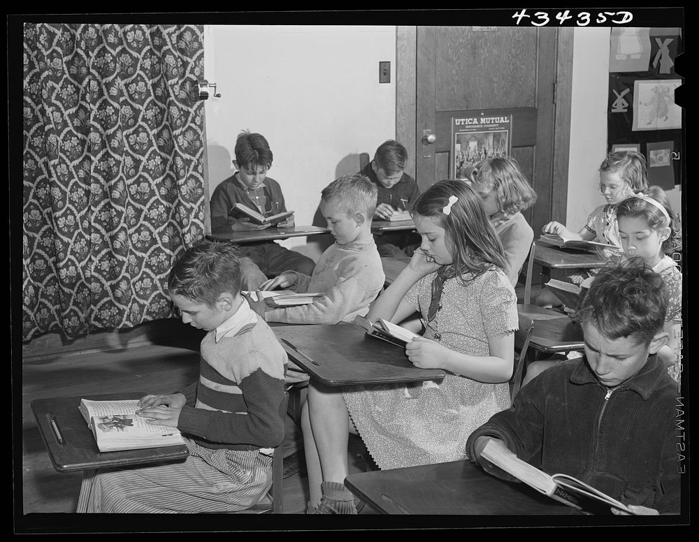 [Untitled photo, possibly related to: Overcrowded school room in Fayetteville, North Carolina]. Sourced from the Library of…
