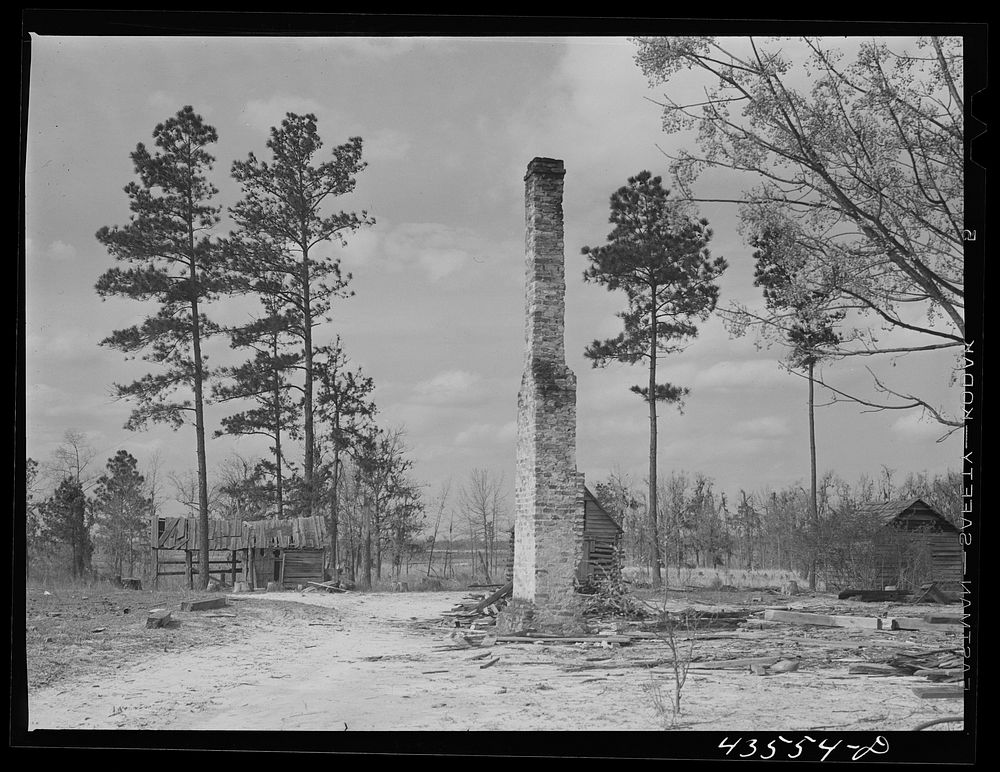Remains of a house in the Santee-Cooper basin. Near Moncks Corner South Carolina. Sourced from the Library of Congress.