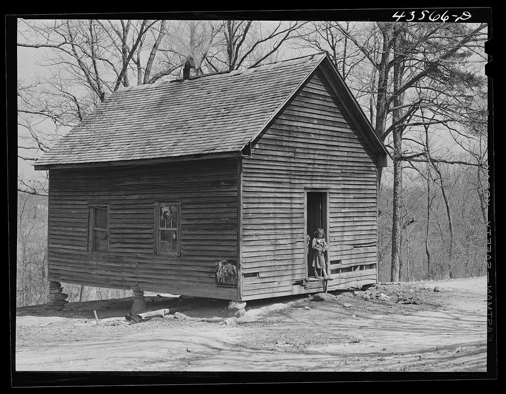 House occupied by a "squatter" family that had to move out of the Camp Croft area. Near Whitestone, South Carolina. Sourced…