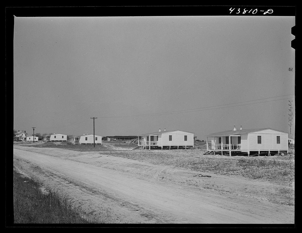Completed prefabricated houses at Pacolet, South Carolina for farmers who have had to move out of the Camp Croft Army camp…