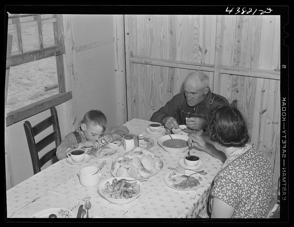 Family having lunch at their new prefabricated house at Pacolet, South Carolina. Sourced from the Library of Congress.